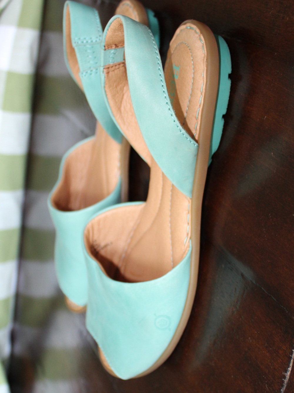 Born Aqua Leather Slingback Sandals 9M Comfort Coastal Chic - Picture 10 of 12